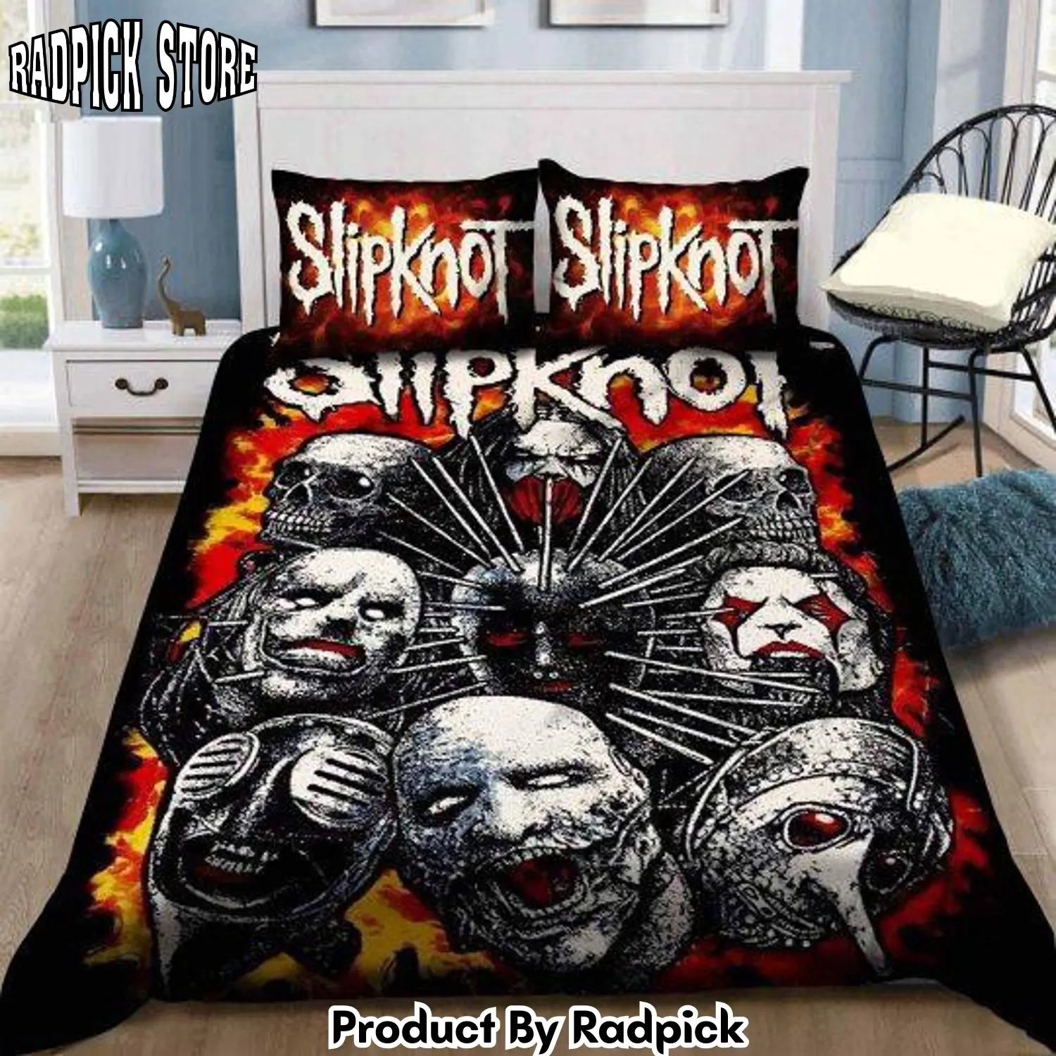 Radpick slipknot face all over printed bedding set rp3272233